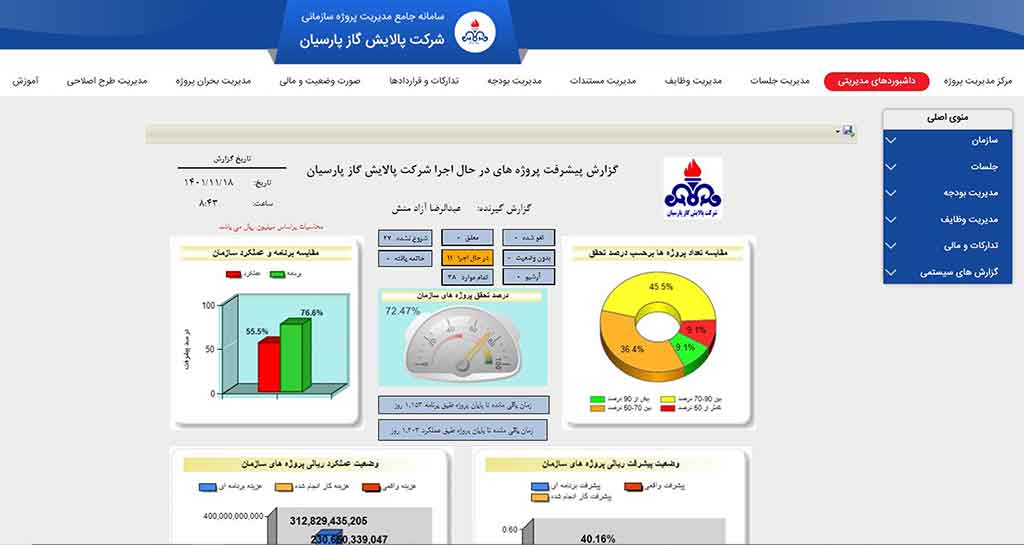 استقرار سامانه جامع مدیریت پروژه سازمانی در شرکت پالایش گاز پارسیان